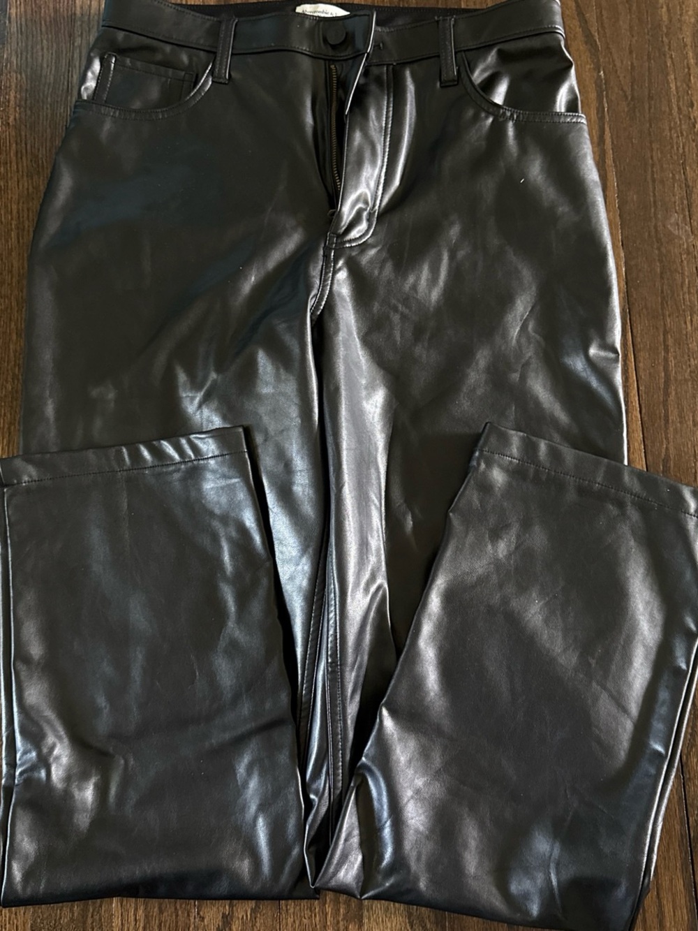 Abercrombie & Fitch Dark Brown Faux Leather '90s Straight High-Rise Pants